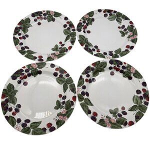 Tienshan Raspberry Social dinner plates lot of four Stoneware replacements
